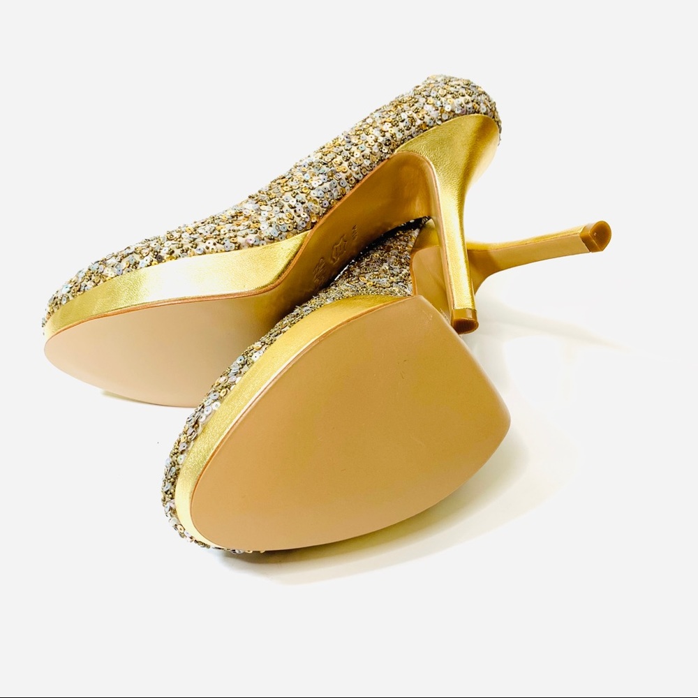 Joan & David Heels Platform Gold Sequin - image 4